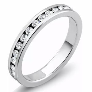 💖 Size 6 1/2 Stainless Steel Eternity Band Silver Ring NEW